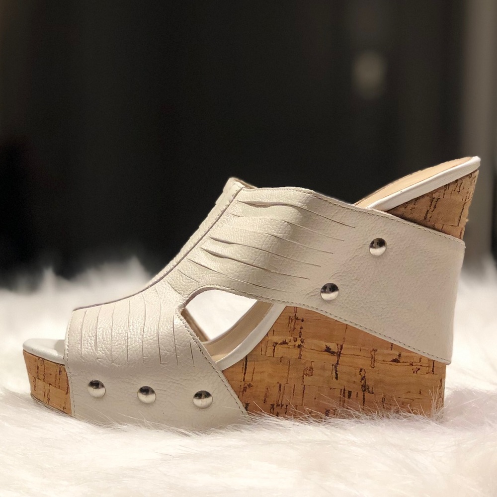 I.N.C White Leather Platforms